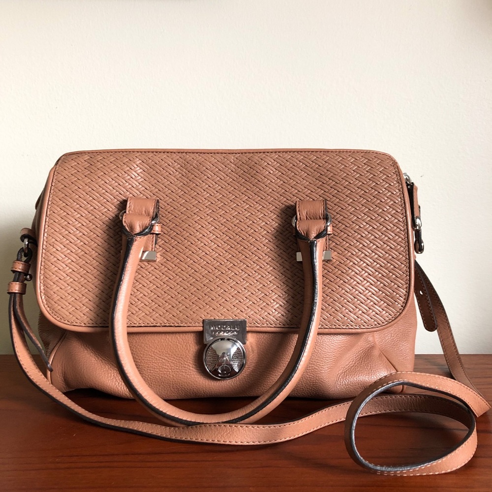 Modalu Tan Leather Handbag with Shoulder Strap